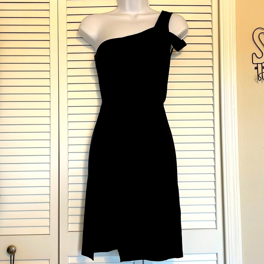 New One Shoulder Black Bodycon Dress